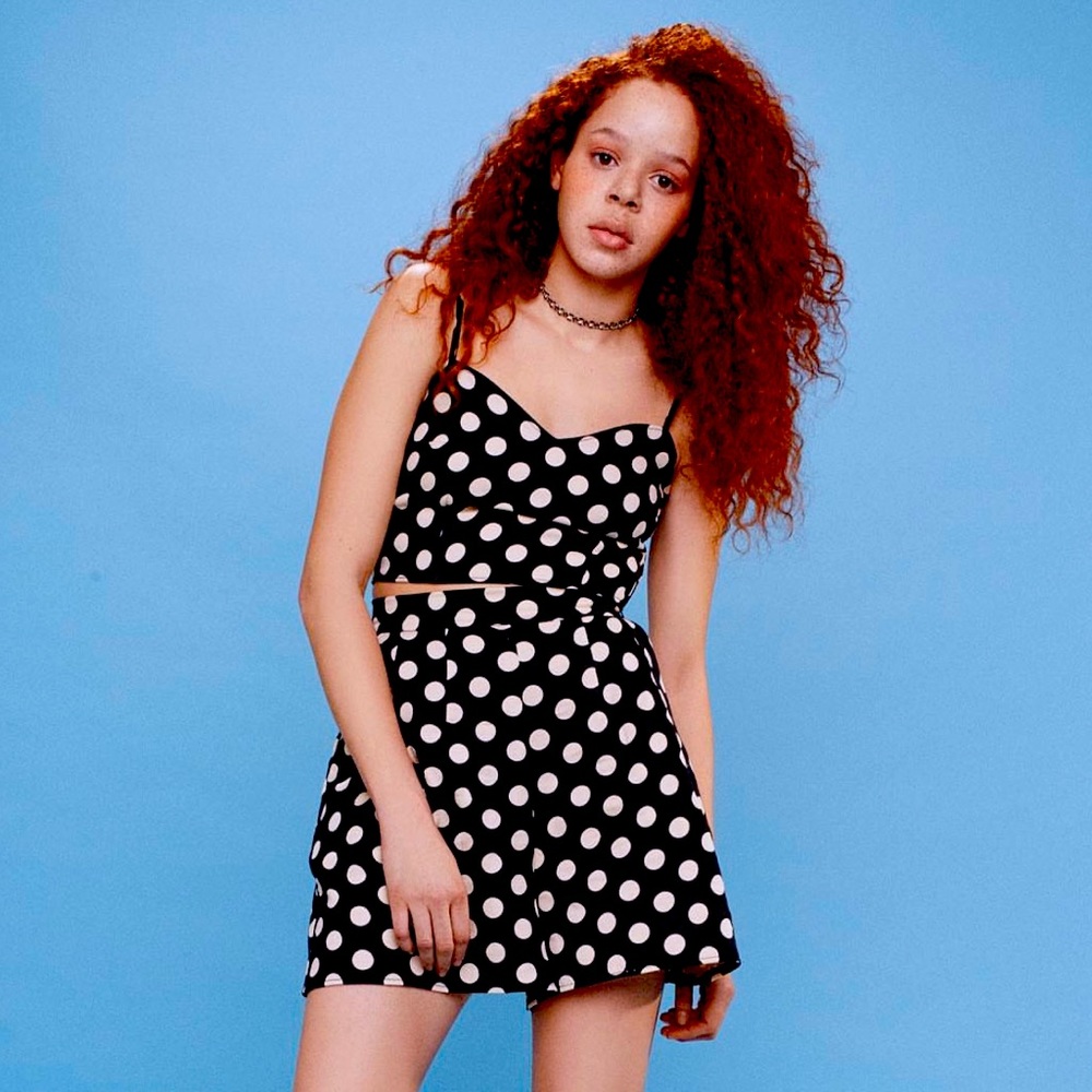 Lustre Born Free polka dot shorts and bustier set Size US 8 Medium